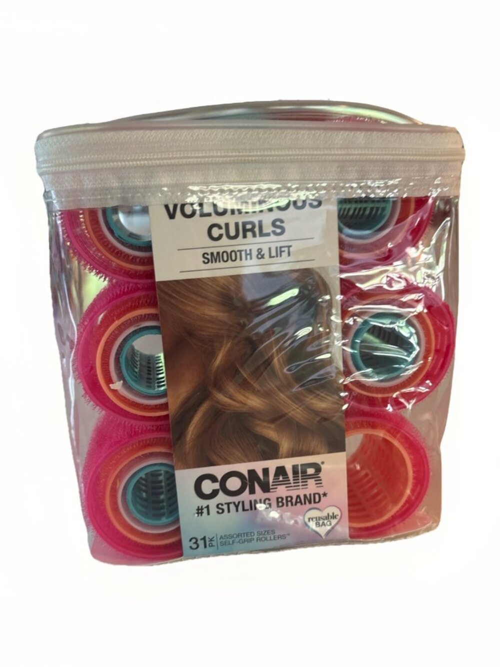 Conair Self Grip Hair Rollers 31pk Assorted Sizes Colors for Curls – New in Bag